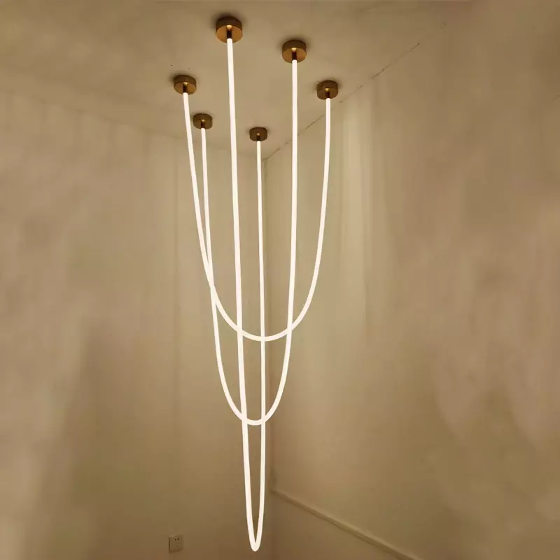Designer Lijn Siliconen Eettafel Eiland Verlichting Moderne Led Hanglamp Hal Loft Duplex Villa Ophanging Keuken Interieur