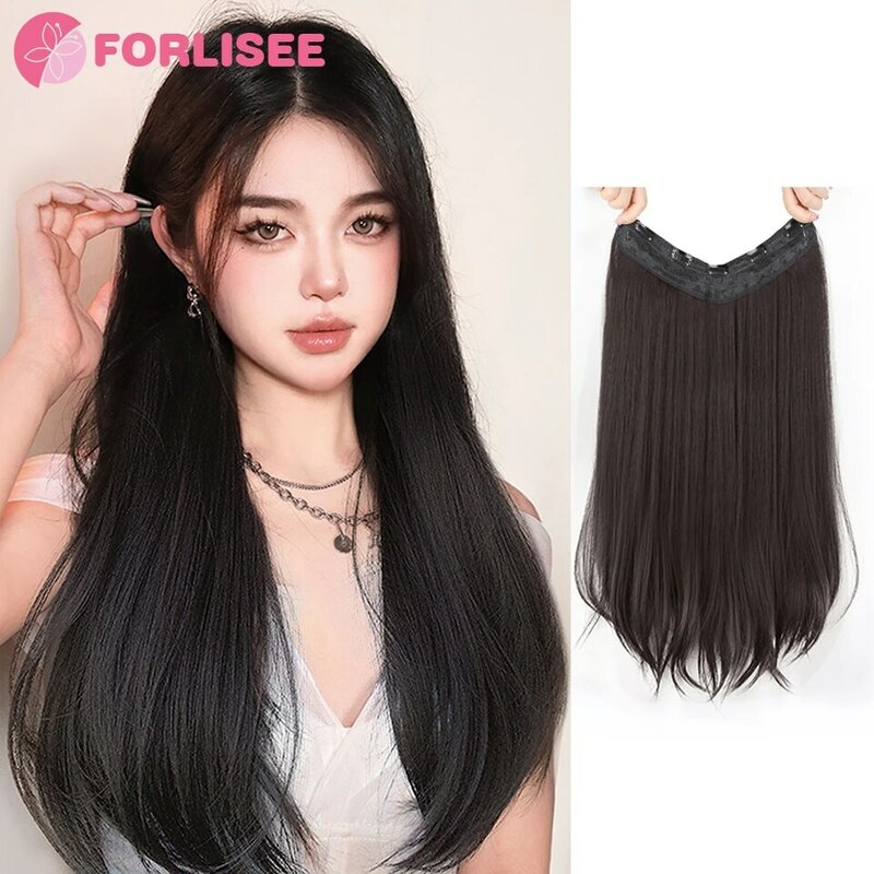 FOR Wig Piece Women's Long Hair One Piece Micro Roll Wig Traceless Invisible Simulation Fluffy Hair Increase Short Hair Extensio