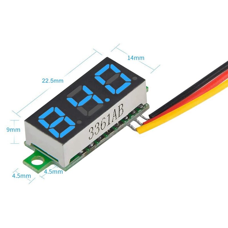 5Pcs Mini Digital Voltmeter DC 0-100V Three-Wire Meter Tester LED Display With Reverse Polarity Protection Blue