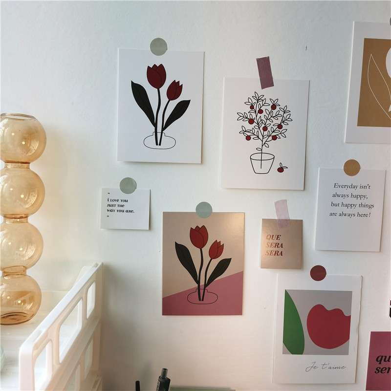 17枚インチューリップカードセットシンプルなスタイルの花英語グリーティングカードカードの背景装飾ピクチャーdiy壁