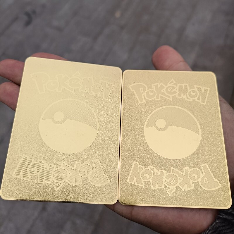 Pokemon Pikachu Metal Card, Squirtle Bulbasaur Anime Game Battle Collection Cards Golden Iron Cards, regalo de cumpleaños, juguetes para niños