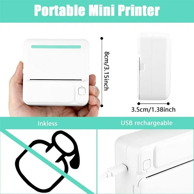 C19 Printer termal portabel, Printer MINI cetak portabel, Printer Label termal saku foto, Printer 58mm nirkabel Bluetooth Android IOS