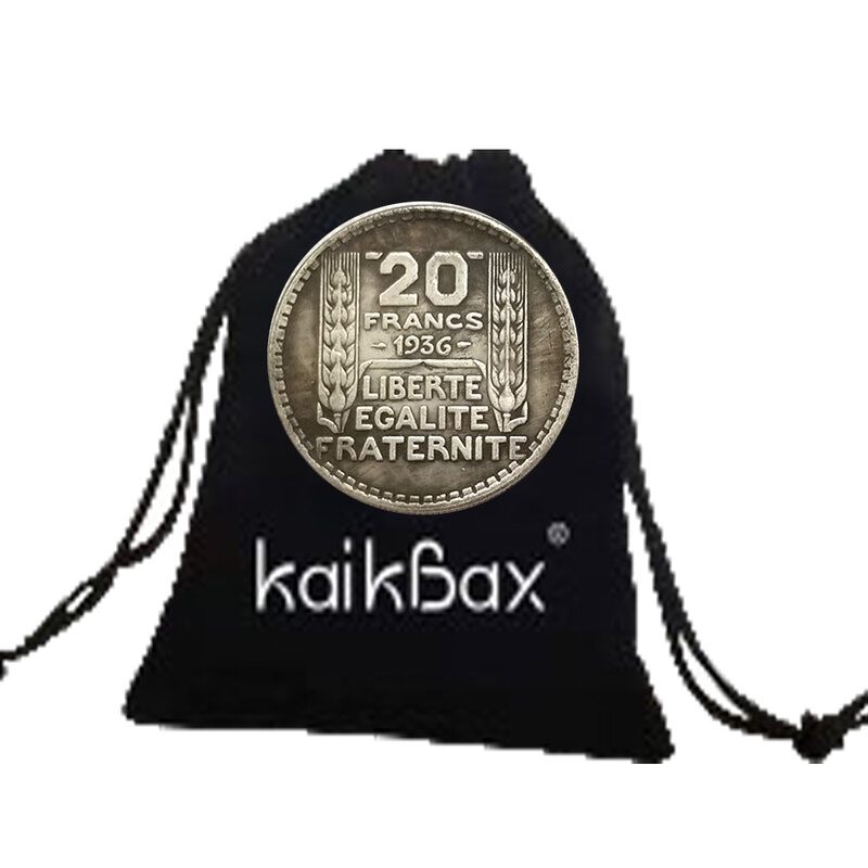 Pièce d'art de couple d'un demi-dollar de la République française, pièce de poche commémorative chanceuse, sac cadeau, décision de boîte de nuit, compromis de luxe, 1936