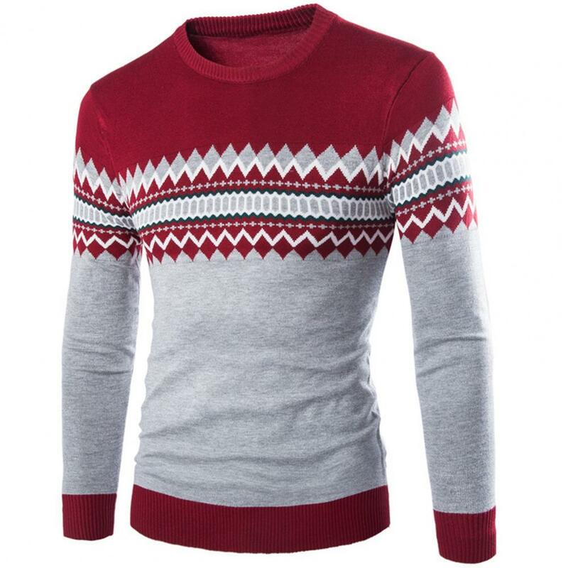 Suéter de gola redonda masculino, manga comprida, grosso, pulôver básico, roupa de inverno superior, outono