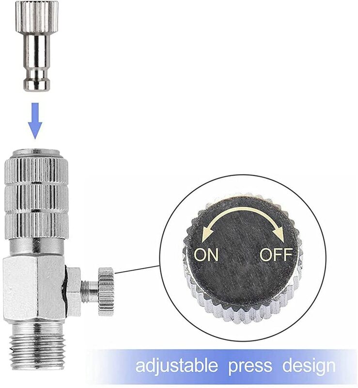 JOYSTAR Airbrush quick release adapter connecter with valve 1/8" for Paasche with 4 Male Fitting