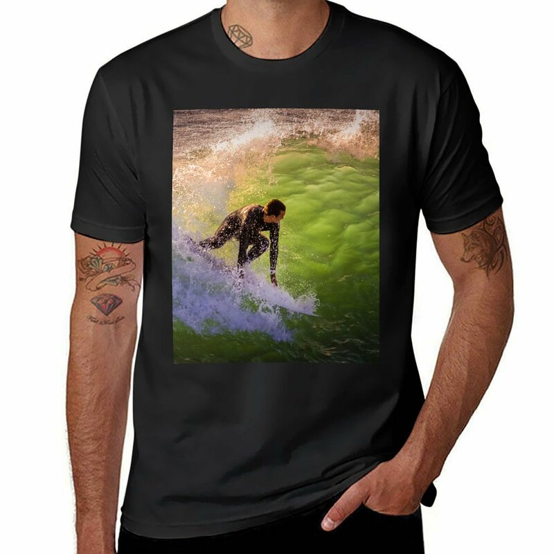 T-shirt surf vintage para homens, Camisa gráfica californiana, Roupa de secagem rápida, Roupa kawaii