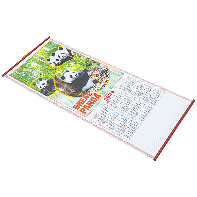 Calendrier de défilement en rotin, rouleaux muraux en papier Xuan, grand format mensuel, 2024