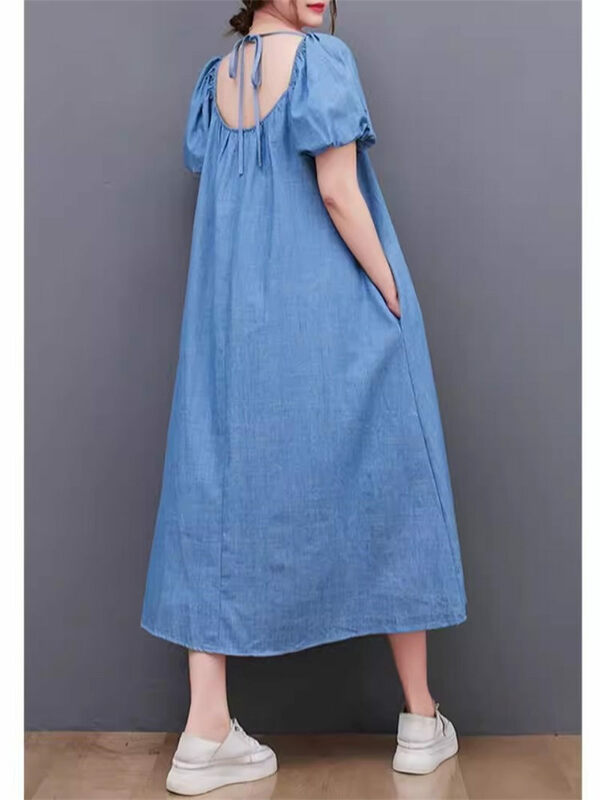 Женское джинсовое платье средней длины, повседневное свободное тонкое платье из денима во французском стиле ретро, модель K860 большого размера на лето, 2024