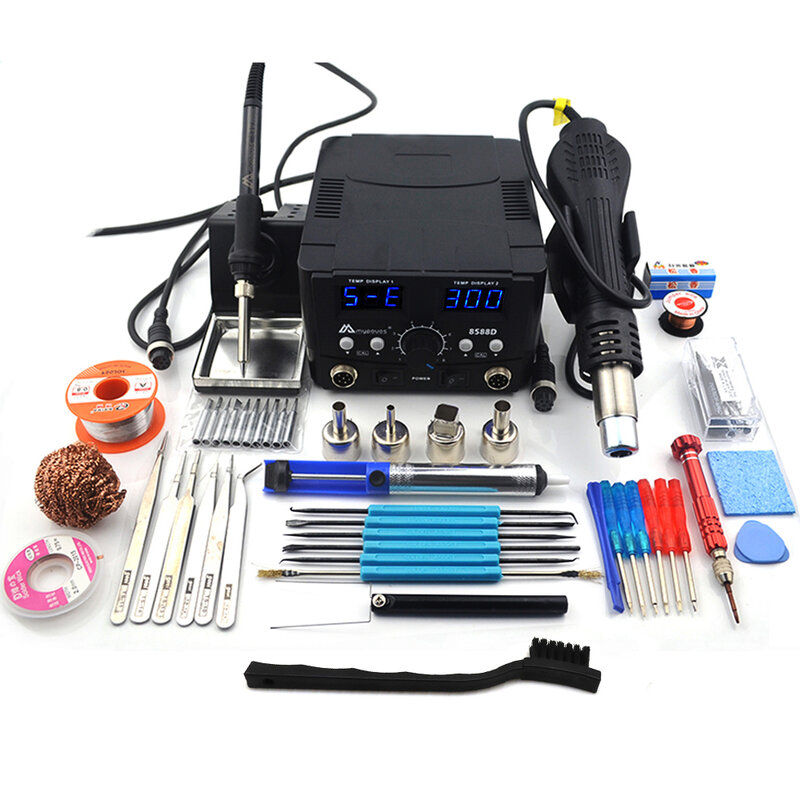 2 IN 1 800W LED Digital Soldering Station Hot Air Gun Rework Station Electric Soldering Iron For Phone PCB IC SMD BGA Welding