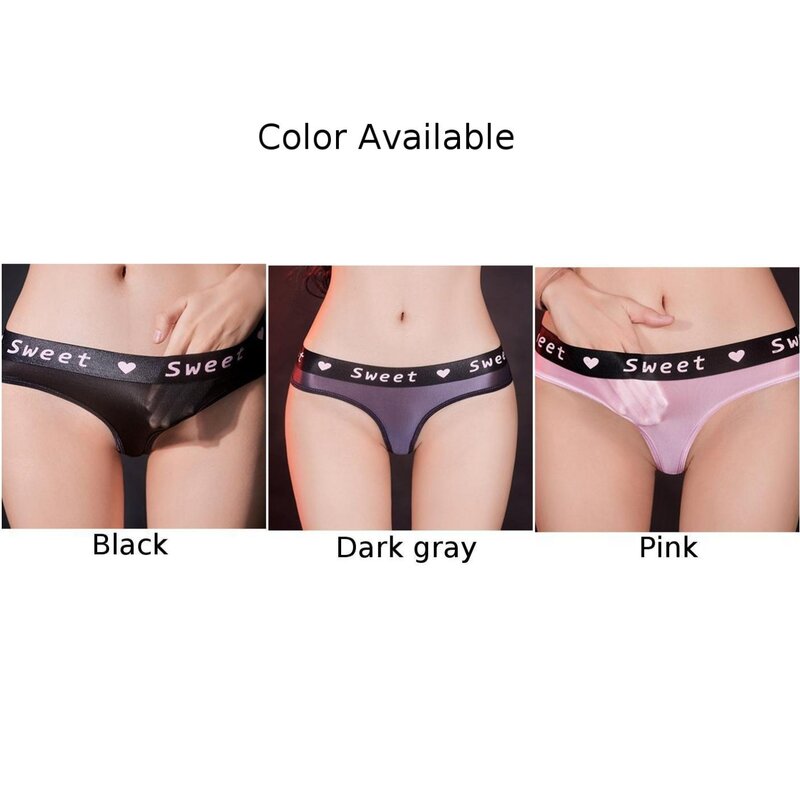 Sexy Women Oil Shiny Glossy Briefs Sheer See Through Panties Low Rise Letter Underwear High Stretch Underpants Erotic Lingerie