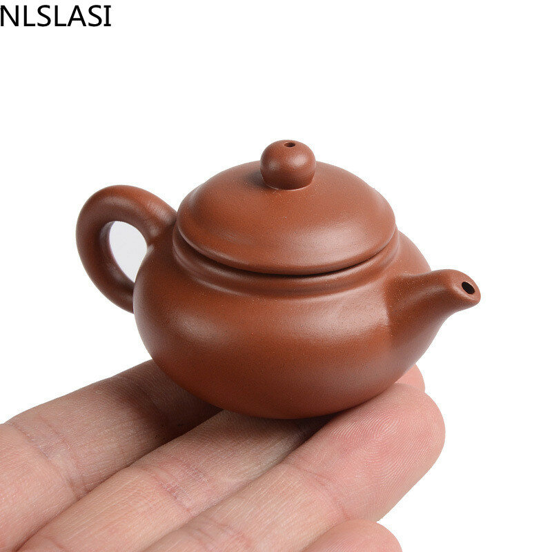 Nlslasi1 bule de chá com dedo de barro roxo, conjunto de enfeites pequeno de bolso para chá, acessórios de decoração de mesa de chá de boutique