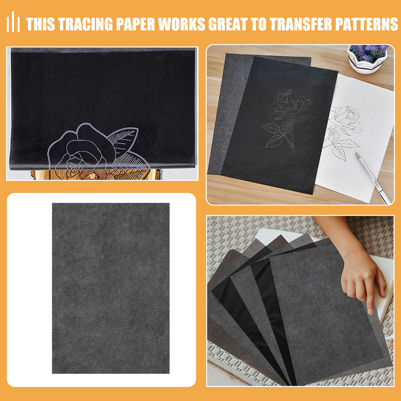 กระดาษคาร์บอนกราไฟท์50ชิ้นสำหรับลอกลายผ้าสำหรับติดตามศิลปิน