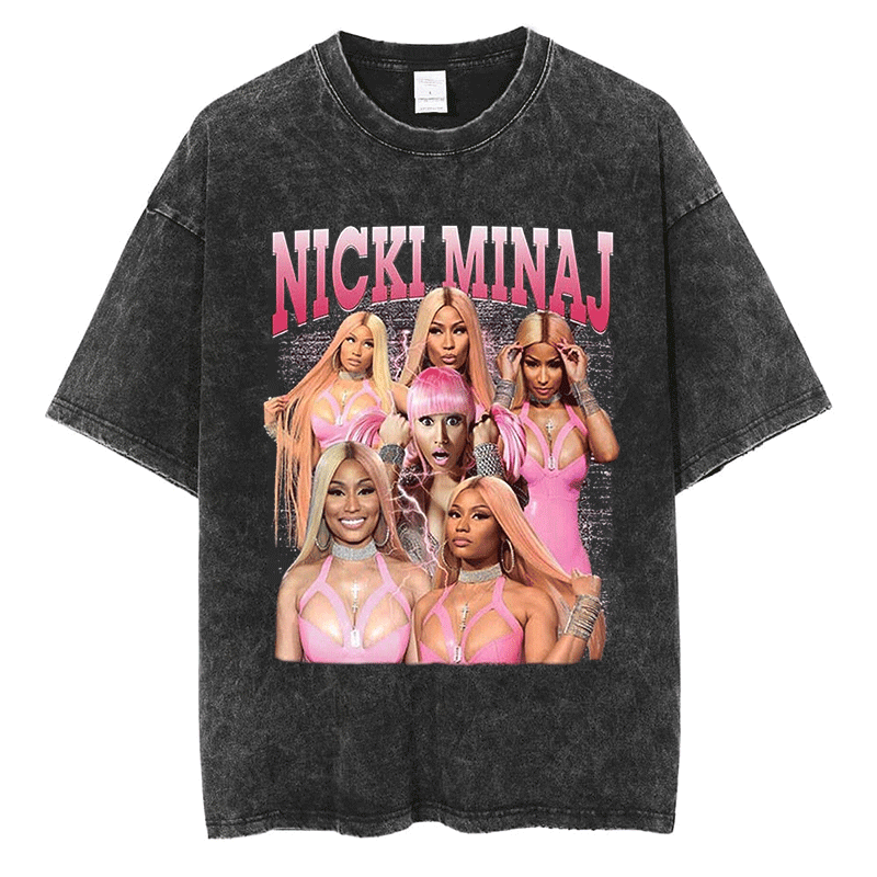 Rapper Nicki Minaj Cover Print T-Shirt Y 2K Mode Hiphop Vrouwen Streetwear Top Katoen Oversized Losse T-Shirts Met Korte Mouwen