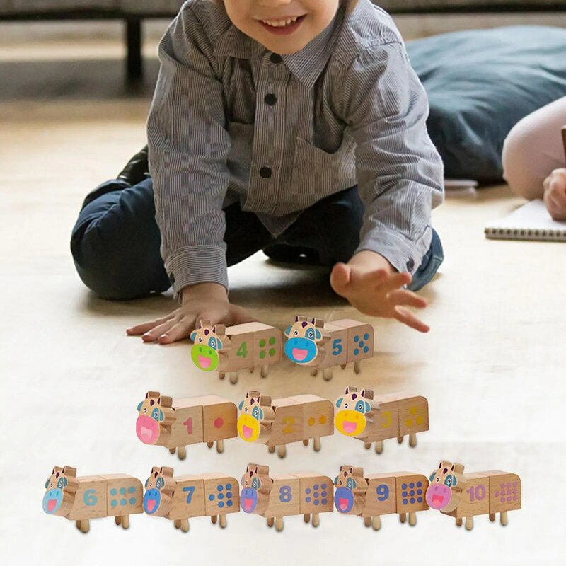 유치원 학습 활동 알파벳 숫자 쌓기 블록, 목재 빌딩 블록, 어린이, 소년, 소녀용, 명절 선물, 10x