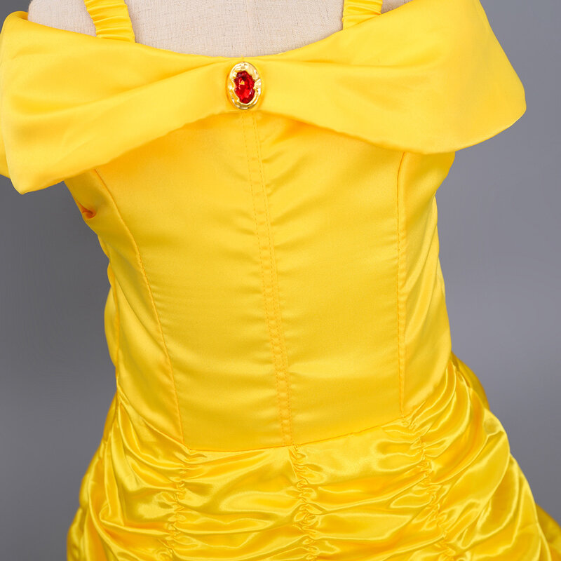 فستان الأميرة للفتيات ، الجمال والزي الوحش ، مع ضوء led ، عصا سحرية ، تاج للأطفال ، 6 طن