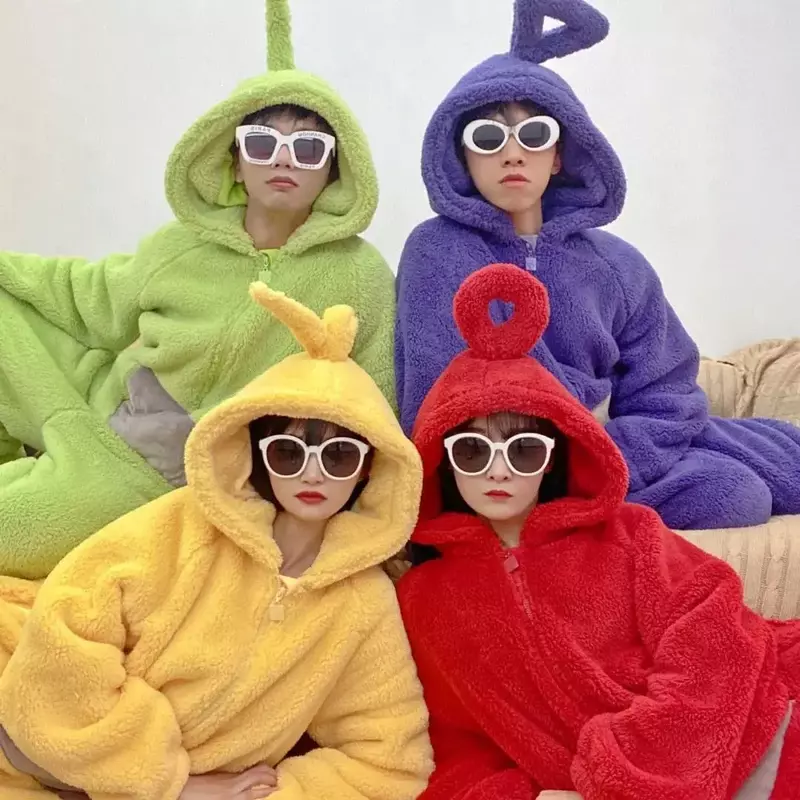 Erwachsene Kinder Teletubbies Kostüme weiche lange Ärmel Stück Pyjama Kostüm Lala Home Kleidung Cosplay Erwachsenen Unisex Party tragen