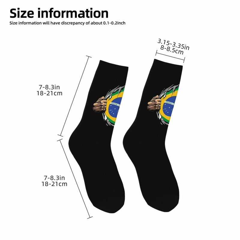 Brazil National Flag Socks Harajuku Sweat Absorbing Stockings All Season Long Socks Accessories for Man Woman's Birthday Present