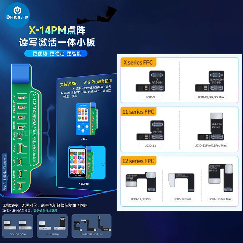 Jcid-ドットマトリックス,非削除,fpc flexケーブル,iPhone x xr xsm11 12pro max用,ミニドットプロジェクター,フェイスID修理ケーブルセット