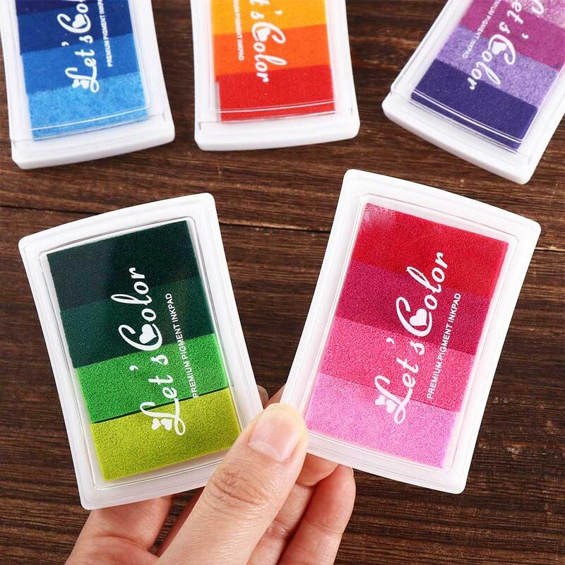 Gift Hand Account School Office Scrapbooking Stamp Oil Based Newborn Footprint Inkpad Gradient Color Ink Pad Rainbow Ink Pad