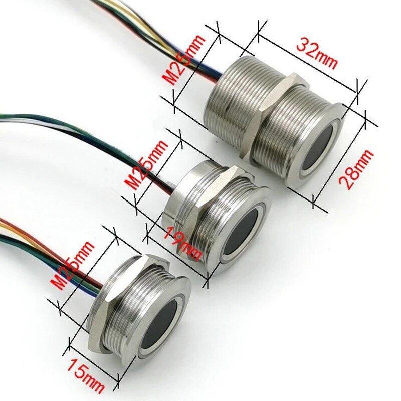 DC3.3V MX1.0-6Pin pojemnościowy moduł linii papilarnych R503 okrągły pierścień RGB wskaźnik LED sterowanie czujnikiem skaner 15/19mm
