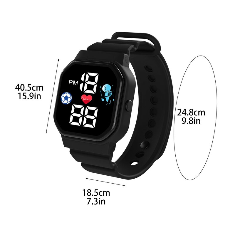LED Simple Children's Electronic Waterproof Watch Cute Astronaut Pattern Solid Silicone Band Digital Watch For Girls Boys