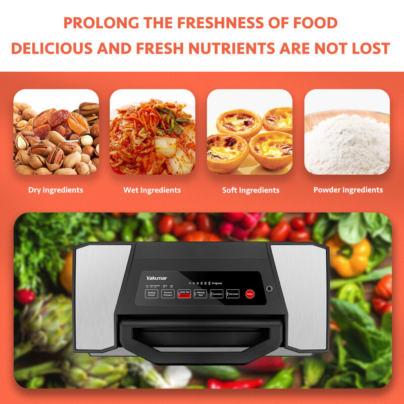 Vakumar VH5180 confezionatrice sottovuoto per alimenti per uso domestico commerciale automatica da cucina Include 2 rotoli di sacchetti sottovuoto