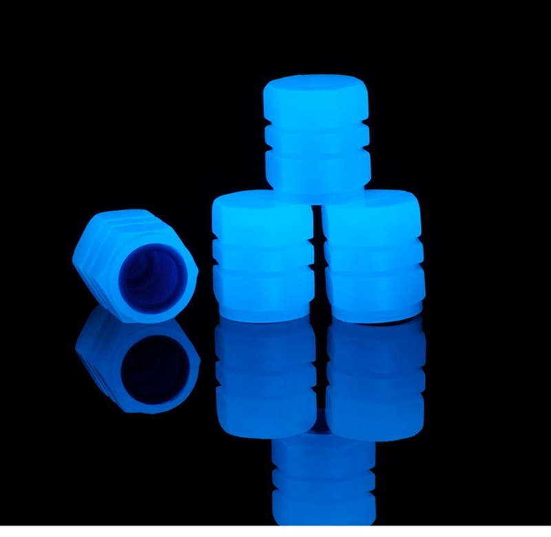 Upgrade Blue Luminous Tire Valve Cap Car Motorcycle Bike Tyre Hub Fuorescent Nozzle Glowing Caps Dustproof Protection Cover
