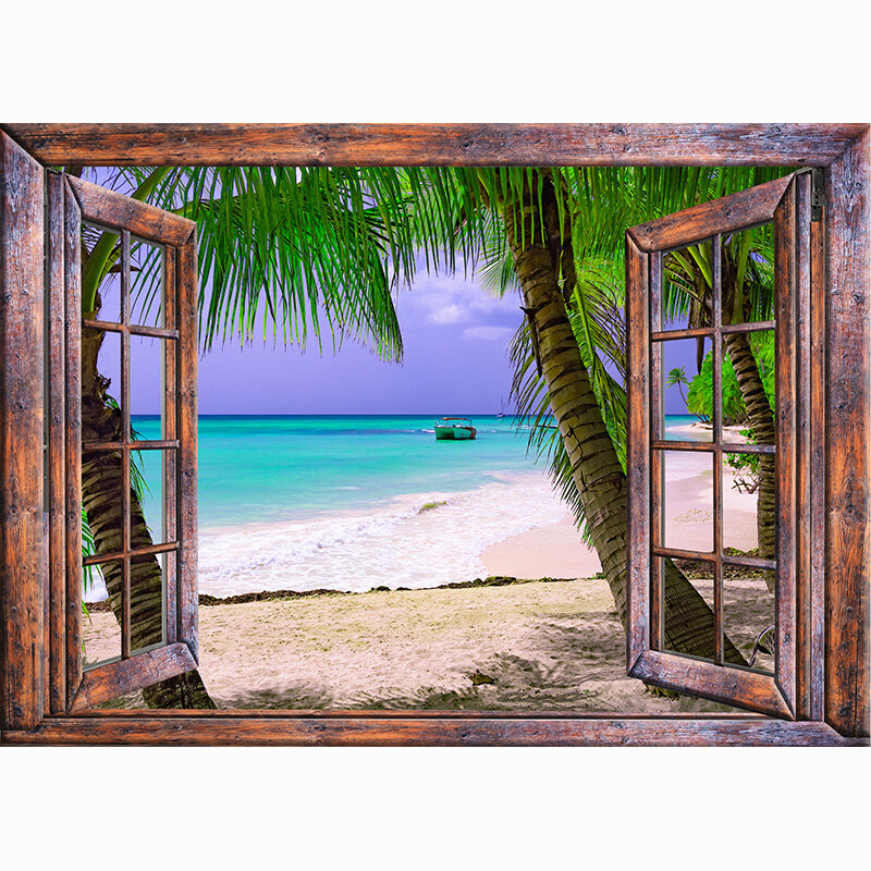 Фон для фотосъемки с изображением окна улицы пейзажа пляжа розового дерева цветов дорожек ландшафта фотостудии