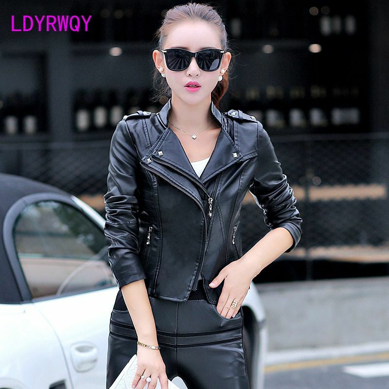 Spring and Autumn New Short PU Leather Coat Women's Leather Coat Slim Fit and Slim Coat Women's Wear
