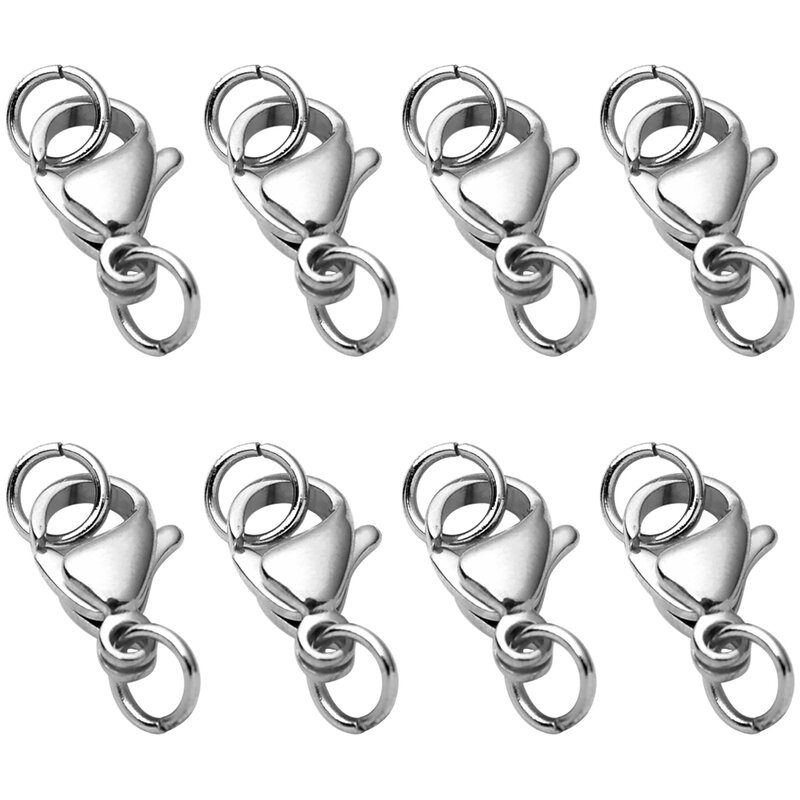 30 pièces fermoir mousqueton en acier inoxydable avec anneaux de saut pour bricolage chaîne collier Bracelet fabrication de bijoux fournitures connecter