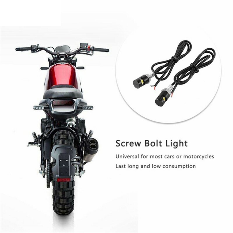 1W Lamps LED Lights White 2Pcs 6000-7000K Motorcycle Number Shock Resistant Super Bright Tail Universal Bolt Car