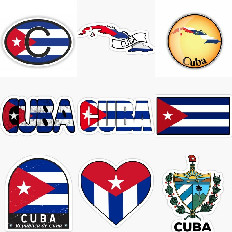 Cuba Cu Vlag Kaart Nationale Embleem Pvc Sticker Voor Overdekte Kras Versieren Motorfiets Laptop Raam Auto Tafel Helm Muur