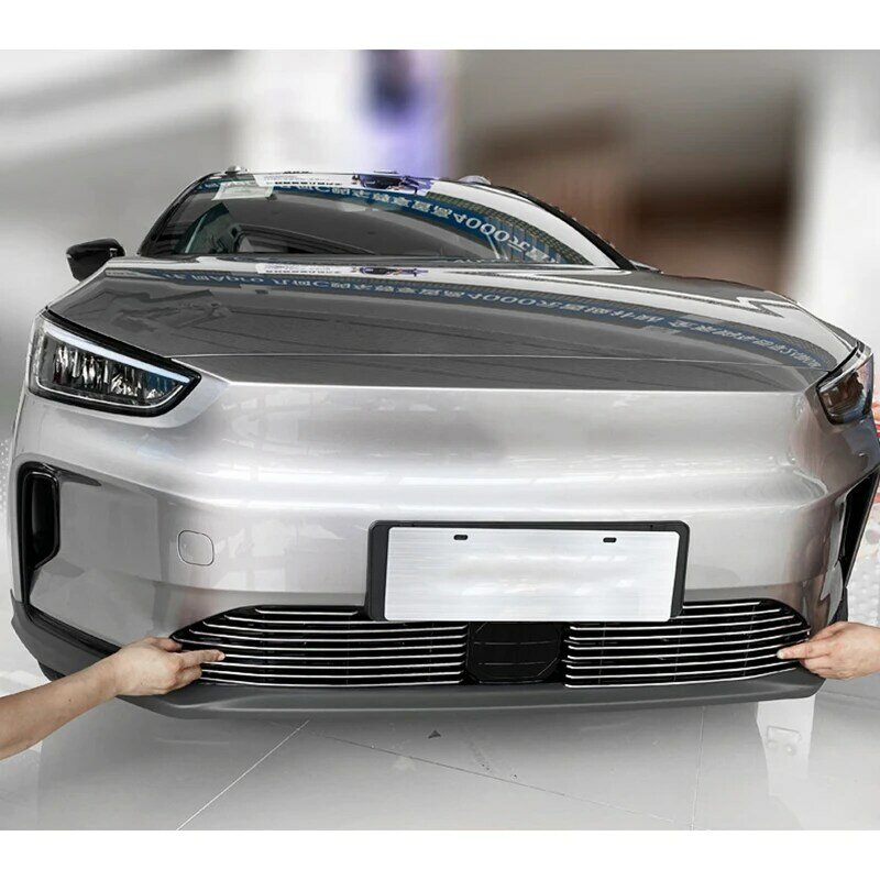 1 Set stiker penutup hiasan Trim kisi-kisi depan gaya mobil Untuk Geely geometri C 2021 2022 Aksesori Mobil aluminium Aloi
