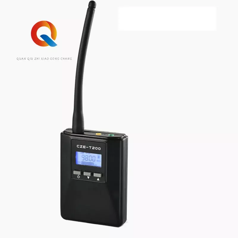 CZE-T200 PLL trasmettitore FM Stereo 0-0.2W MONO MINI stazione di trasmissione Radio da 1000mAh batteria per riunioni/turismo/Campus