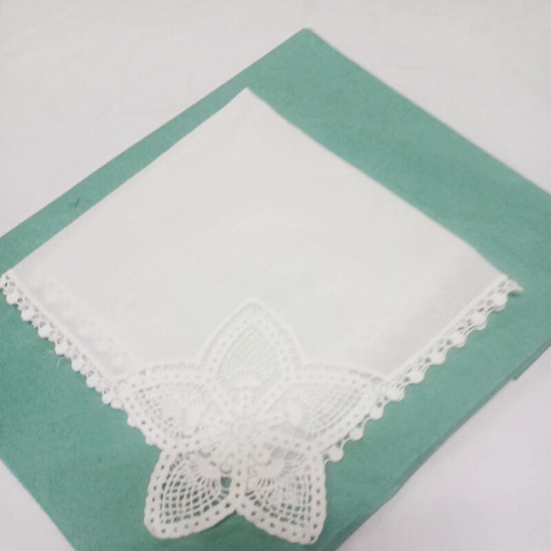 Conjunto de 12 pañuelos de algodón de moda, pañuelo de boda, pañuelo de encaje Vintage para novia/mujer