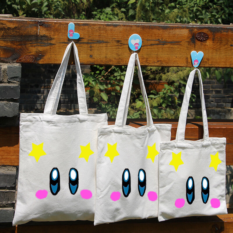 Tas bahu musim panas wanita, tas belanja wanita mode kasual musim panas dapat dilipat dapat digunakan kembali tas pembeli gaya Harajuku tas Tote kanvas pelajar