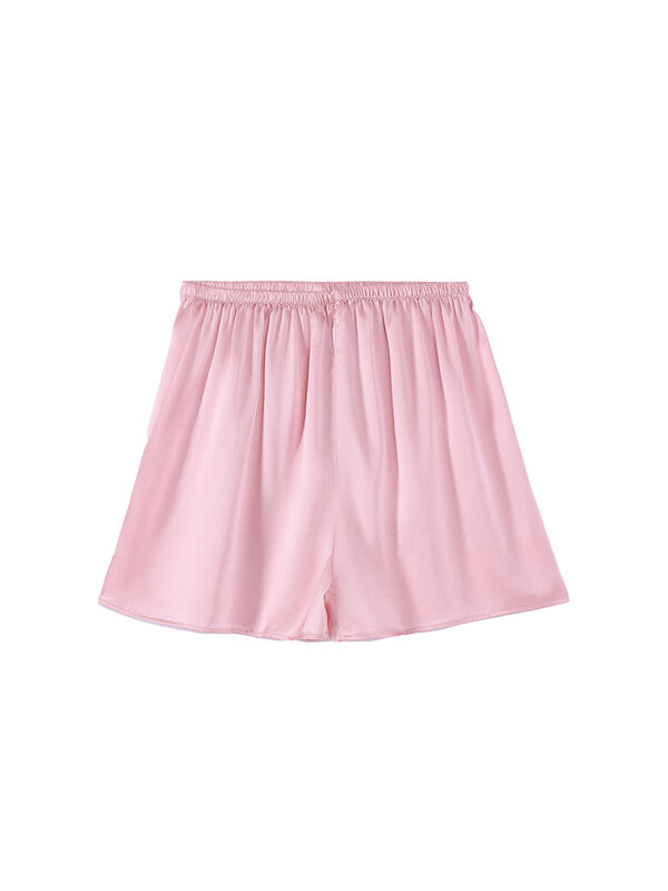 SuyaDream, Woman 100%Real Silk Shorts, 19mm, Elastic Waist, Comfortable Healthy Home Shorts, 2024 Spring Summer Pants, White