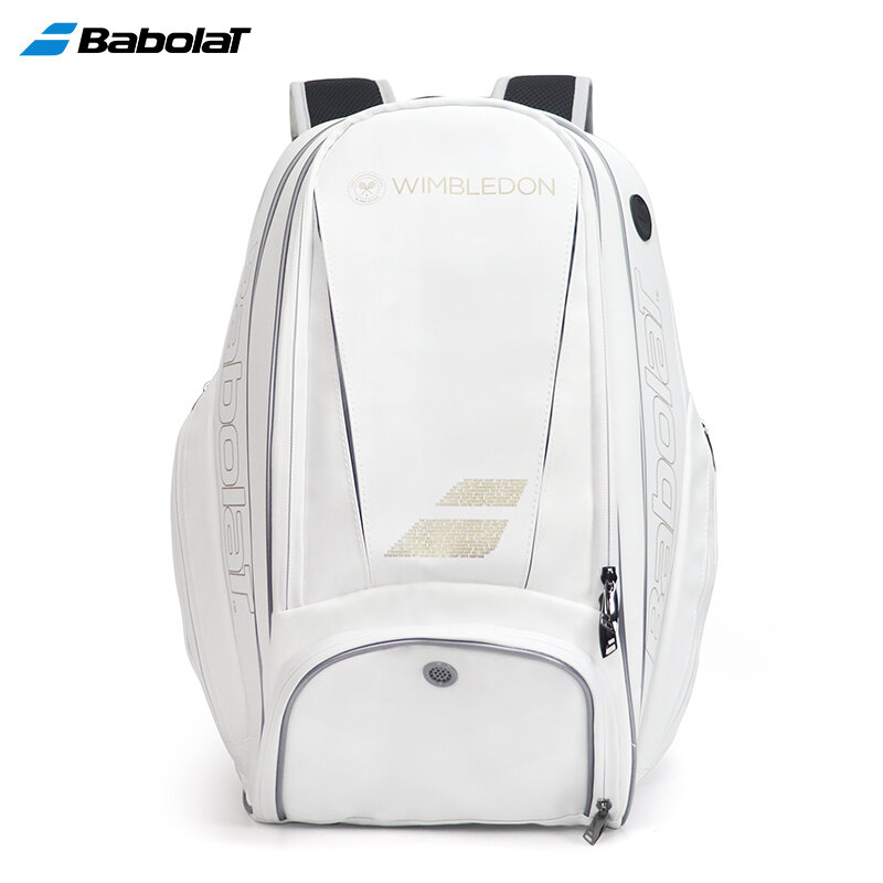 2021 Babolat 화이트 골드 WIM 테니스 백팩 남녀공용, 내구성 PU 스쿼시 드 패들 테니스 가방, 신발 액세서리 보관 가방, 2 팩
