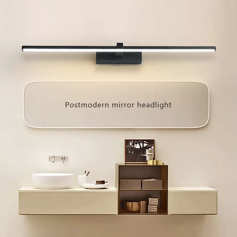 Современная настенная лампа для ванной комнаты, технические детали, настенная лампа трех цветов, Металлическая лампа черного и белого цветов для ванной комнаты с зеркалом, линейный светильник