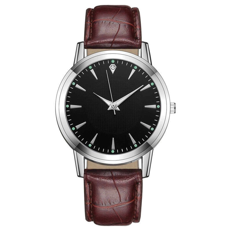 Luxo relógio de quartzo com aço inoxidável, pulseira casual, pulseira de couro de alta qualidade