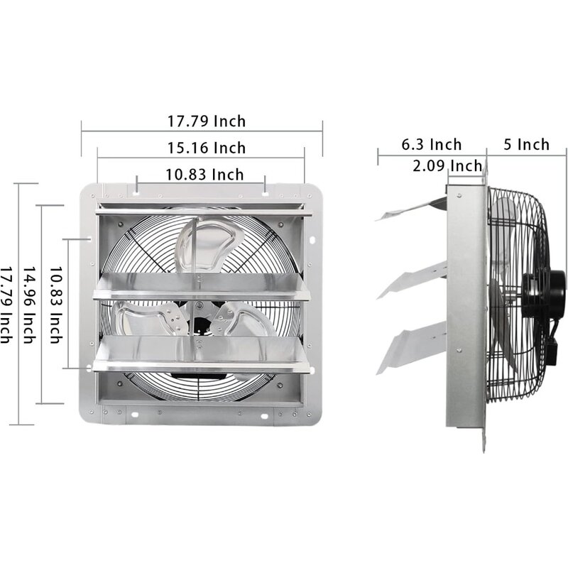 14-дюймовый вытяжной вентилятор затвора с настенным шнуром питания 1,65 метра, высокая скорость куб. М