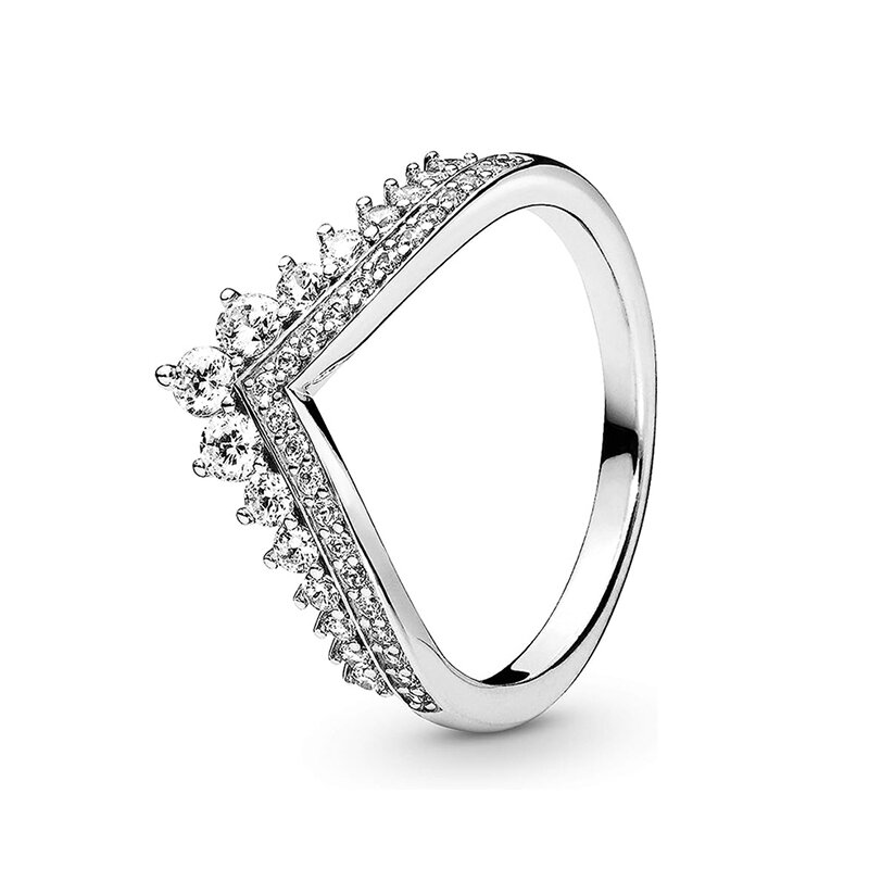 Gorąca sprzedaż 925 srebrna klasyczna korona kształt kropli pierścień w kształcie serca lekki luksusowy urok wykwintne modna biżuteria na prezent