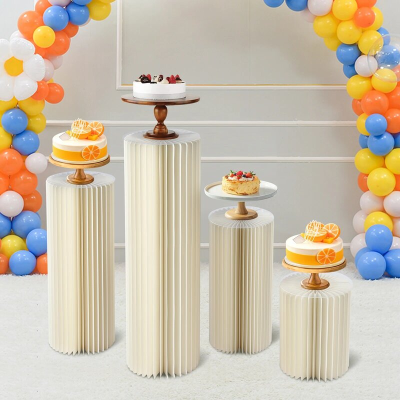 2/3/4PCS Wedding Party Flower Stand Cylinder Cardboard Centerpiece with Pvc Panels Cylinder Flowers Stand Wedding Centerpieces