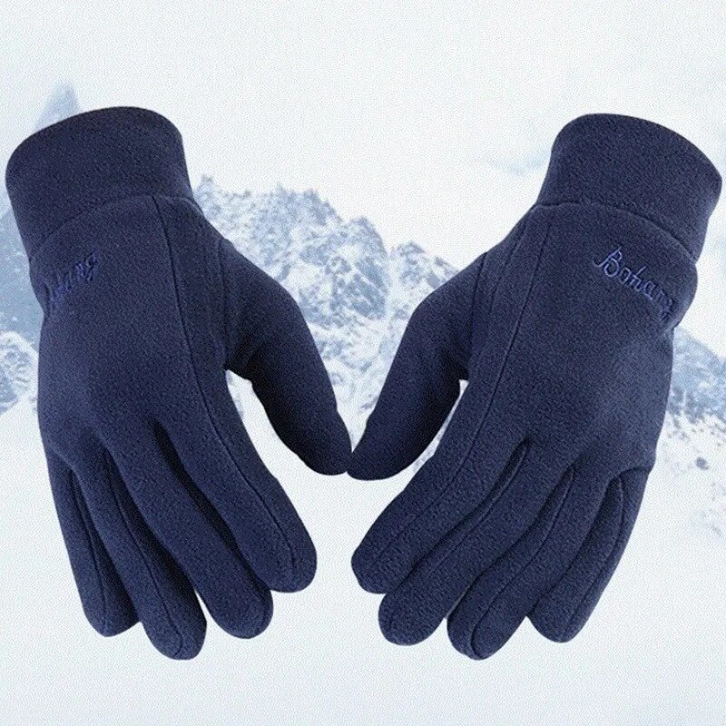 남녀공용 두꺼운 양털 장갑, 따뜻한 온열 전체 손가락 장갑, 야외 방풍 달리기 스키 사이클링 장갑, 겨울