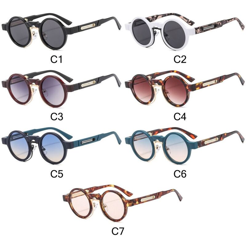 Óculos de sol vintage com moldura redonda para homens e mulheres, pequenos gradientes, proteção UV400, óculos de sol punk, Y2K
