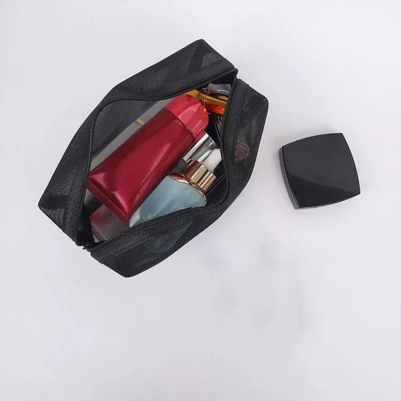 Transparente malha maquiagem caso organizador bolsa de armazenamento casual zíper toiletry lavagem sacos compõem feminino viagem saco de cosméticos