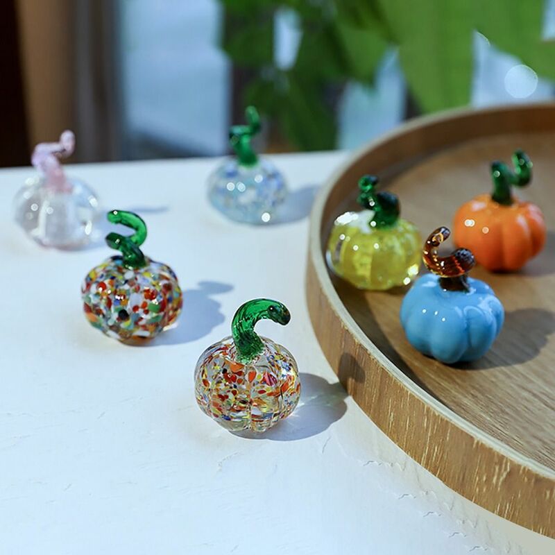 Mini modello di zucca squisito cartone animato ornamenti di zucca in vetro decorazione Desktop artigianato di zucca
