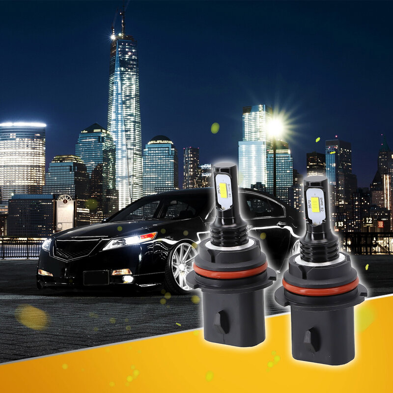 Accessories LED Car Headlights Low Beam Single Beam White Light 2Pcs 50000hrs 6000K 9007 Aluminum Heat Dissipation