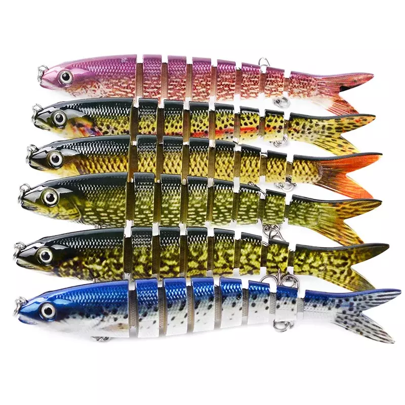 6 colori Multi-sezione esca Wobblers luccio Perch13.5cm 19g richiamo plastica esca dura Multi sezione bocca di pesce accessori per la pesca