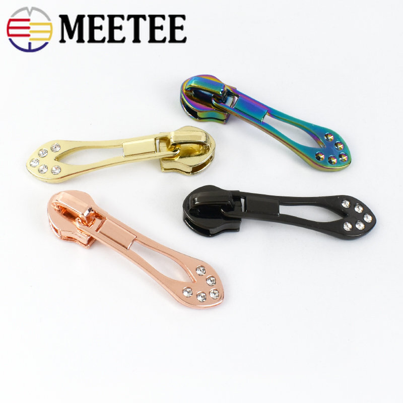 Meetee 10/20/50Pcs 5# Zipper Slider for Nylon Zips Tape Garment Pockets Zippers Puller Head Sewing Zip Repair Kits Replacement